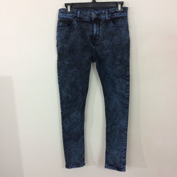 Asos Women's Skinny Jeans Acid Wash Blue Black Denim Size 28x27.5 Mid Rise - Picture 7 of 8